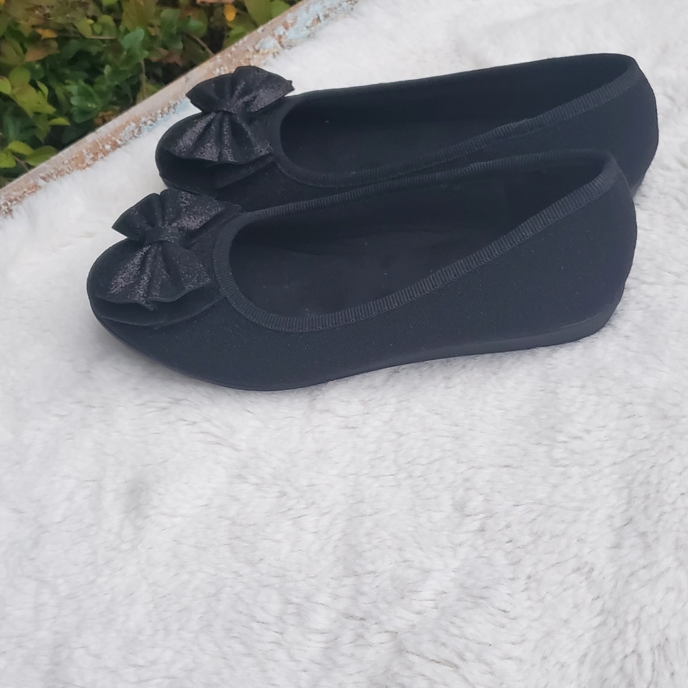 Black Ballet Flats with Bow Size 13